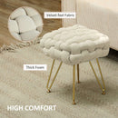 HOMCOM Woven Velvet Foot Stool With Steel Legs For Living Room, Cream White