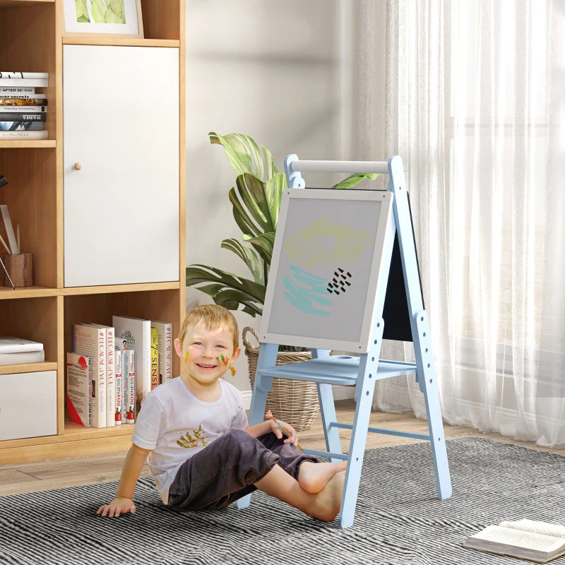 AIYAPLAY Easel with Paper Roll, Whiteboard & Blackboard