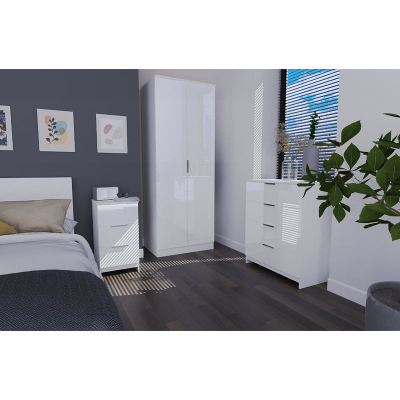 Paris Ready Assembled Wardrobe with 2 Doors  - White Matt