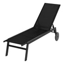 Patio Recliner Chaise Lounge Chair with Wheels and 6-Level Adjustable Backrest