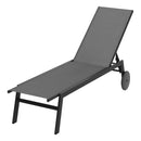 Patio Recliner Chaise Lounge Chair with Wheels and 6-Level Adjustable Backrest