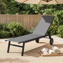 Patio Recliner Chaise Lounge Chair with Wheels and 6-Level Adjustable Backrest