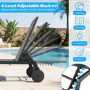 Patio Recliner Chaise Lounge Chair with Wheels and 6-Level Adjustable Backrest