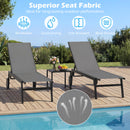 Patio Recliner Chaise Lounge Chair with Wheels and 6-Level Adjustable Backrest