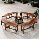 Solid Wood Curved Loveseat Bench