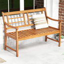Patio Acacia Wood Bench Wooden 2-Person Outside Chair