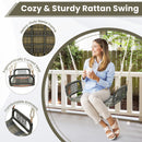 Rattan Patio Swing Bench with Hanging Ropes