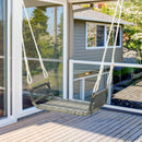 Rattan Patio Swing Bench with Hanging Ropes