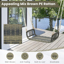 Rattan Patio Swing Bench with Hanging Ropes