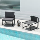 Patio Chairs Set Of 2 With Removable Cushions And Adjustable Foot Pads-Grey