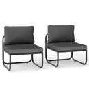Patio Chairs Set Of 2 With Removable Cushions And Adjustable Foot Pads-Grey