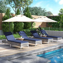 Patio Chaise Lounge PE Wicker Reclining Sun Lounger with 6-Level Adjustable Backrest-Navy-1 Piece