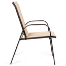 2 Piece Patio Outdoor Camping Chairs Set with Breathable Fabric-Coffee