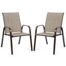 2 Piece Patio Outdoor Camping Chairs Set with Breathable Fabric-Grey