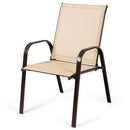 2 Piece Patio Outdoor Camping Chairs Set with Breathable Fabric-Coffee