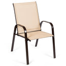 2 Piece Patio Outdoor Camping Chairs Set with Breathable Fabric-Coffee