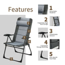 Set Of 4 Patio Dining Chairs And Ottoman With 7-Position Adjustable Backrest-Grey