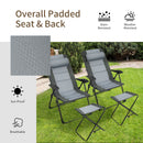 Set Of 4 Patio Dining Chairs And Ottoman With 7-Position Adjustable Backrest-Grey