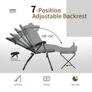 Set Of 4 Patio Dining Chairs And Ottoman With 7-Position Adjustable Backrest-Grey