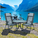 Set Of 4 Patio Dining Chairs And Ottoman With 7-Position Adjustable Backrest-Grey