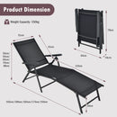 Set of 2 Patio Foldable Chaise Lounge Reclining Chairs with Adjustable Backrest