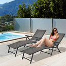 Set of 2 Patio Foldable Chaise Lounge Reclining Chairs with Adjustable Backrest