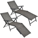 Set of 2 Patio Foldable Chaise Lounge Reclining Chairs with Adjustable Backrest
