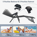 Set of 2 Patio Foldable Chaise Lounge Reclining Chairs with Adjustable Backrest