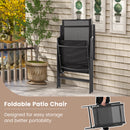 Patio Folding Dining Chairs Outdoor Sling Chairs with 7-Level Adjustable High Backrest-Black