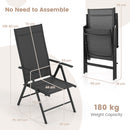 Patio Folding Dining Chairs Outdoor Sling Chairs with 7-Level Adjustable High Backrest-Black