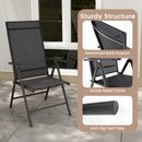 Patio Folding Dining Chairs Outdoor Sling Chairs with 7-Level Adjustable High Backrest-Black