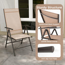 Patio Folding Dining Chairs Outdoor Sling Chairs with 7-Level Adjustable High Backrest-Brown