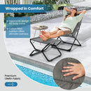 Patio Folding Sling Chair with Ottoman and Removable Cushion
