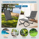 Patio Folding Sling Chair with Ottoman and Removable Cushion