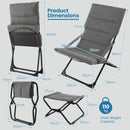 Patio Folding Sling Chair with Ottoman and Removable Cushion