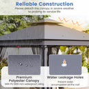 Patio Gazebo Outdoor Double-Roof Canopy Tent With Mesh Netting-Grey