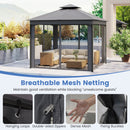 Patio Gazebo Outdoor Double-Roof Canopy Tent With Mesh Netting-Grey