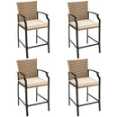 Set of 4 Patio Rattan Bar Stools