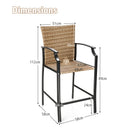Set of 4 Patio Rattan Bar Stools