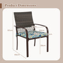 Patio Rattan Chairs Set of 4 with Wicker Back and Soft Cushions