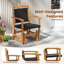 Patio Rattan Glider Chair Swing Gliding Rocker with Acacia Wood Frame