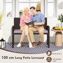 Patio Rattan Loveseat Wicker 2-Seat Bench with Soft Seat Cushion-Grey