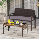 Patio Rattan Loveseat Wicker 2-Seat Bench with Soft Seat Cushion-Grey