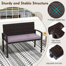 Patio Rattan Loveseat Wicker 2-Seat Bench with Soft Seat Cushion-Grey