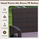 Patio Rattan Loveseat Wicker 2-Seat Bench with Soft Seat Cushion-Grey