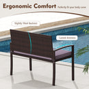 Patio Rattan Loveseat Wicker 2-Seat Bench with Soft Seat Cushion-Grey