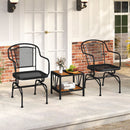 Patio Rocking Chairs Set of 4 Cozy Rockers with Metal Mesh Backrest and Seat