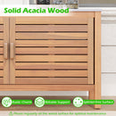 Patio Storage Cabinet 2-Door Acacia Wood Storage Container With Faux Marble Top