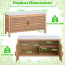 Patio Storage Cabinet 2-Door Acacia Wood Storage Container With Faux Marble Top