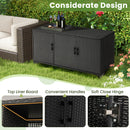 318 L Patio Wicker Storage Cabinet Deck Box With Removable Shelves-Black
